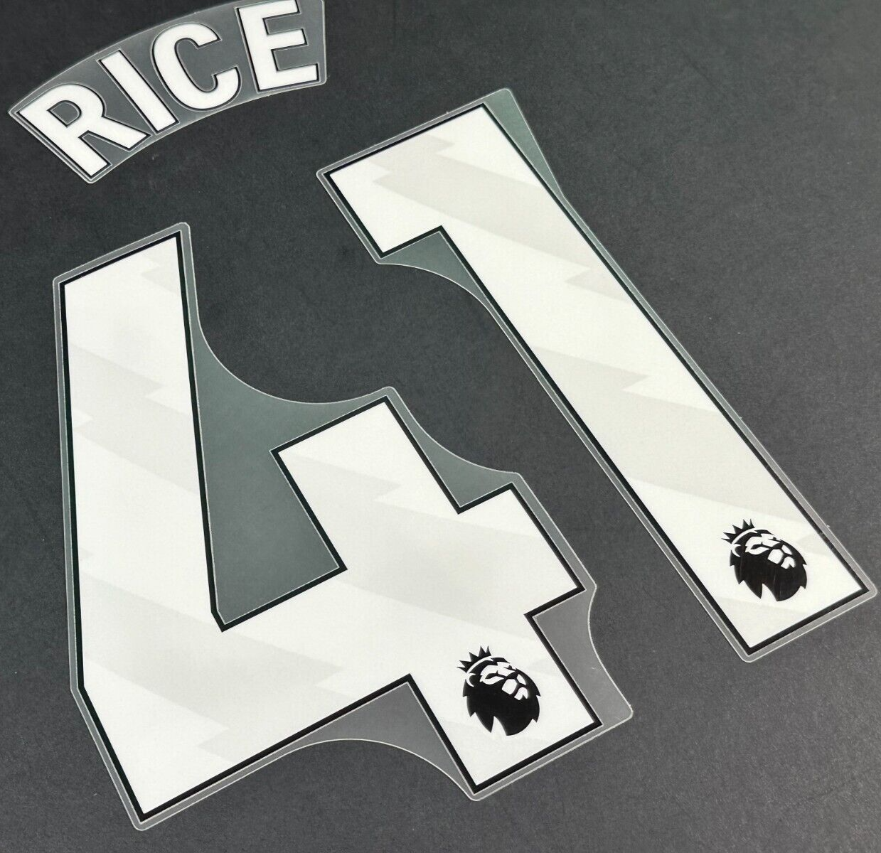 ARSENAL 2023/24 RICE 41 OFFICIAL AVERY DENNISON WHITE KIDS SIZE NAME SET