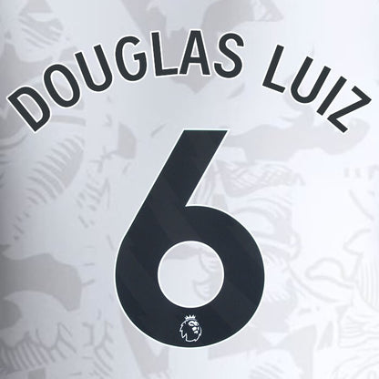 2023 2024 ASTON VILLA DOUGLAS LUIZ 6 OFFICIAL BLACK AWAY PLAYER SIZE NAMESET