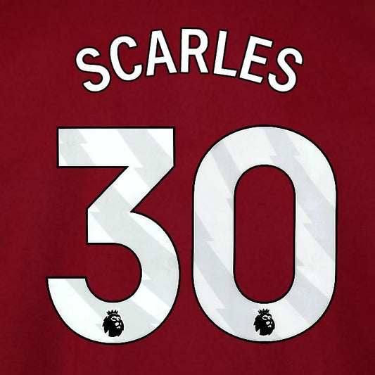 2025 2026 WEST HAM SCARLES 30 OFFICIAL WHITE HOME PLAYER SIZE NAMESET