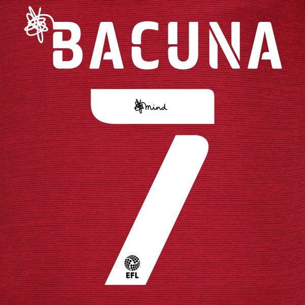 HUDDERSFIELD 2020 2021 OFFICIAL BACUNA 7 AWAY PLAYER SIZE NAME SET