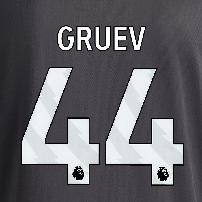 2025 2026 OFFICIAL LEEDS UNITED GRUEV 44 WHITE 3RD PLAYER SIZE NAMESET