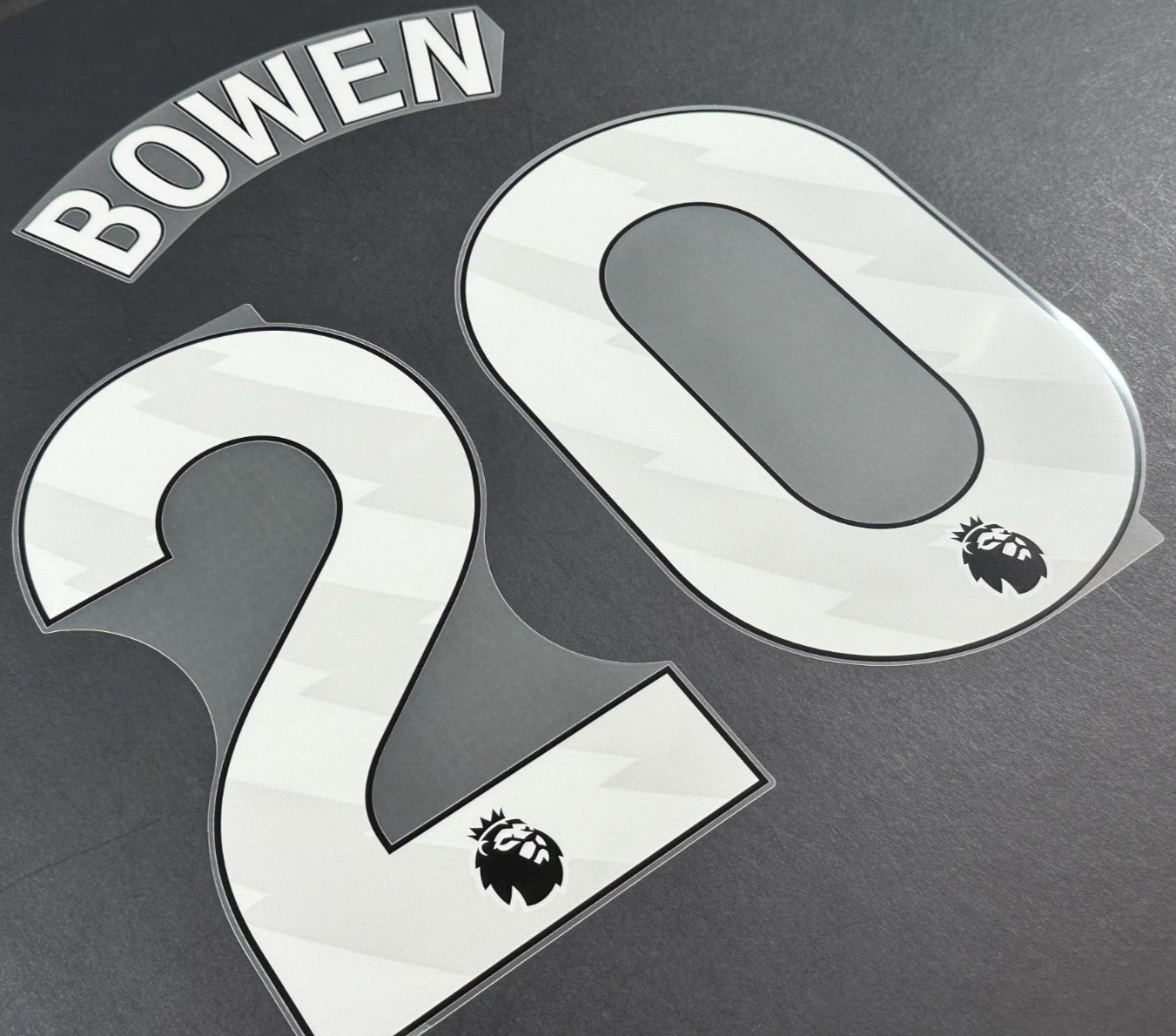 WEST HAM 2023-2025 BOWEN 20 OFFICIAL AVERY DENNISON WHITE PLAYER SIZE NAME SET