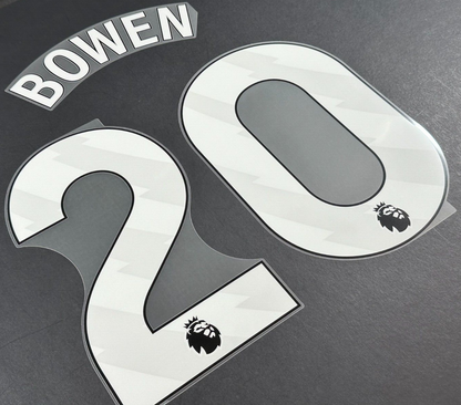 WEST HAM 2023-2025 BOWEN 20 OFFICIAL AVERY DENNISON WHITE PLAYER SIZE NAME SET