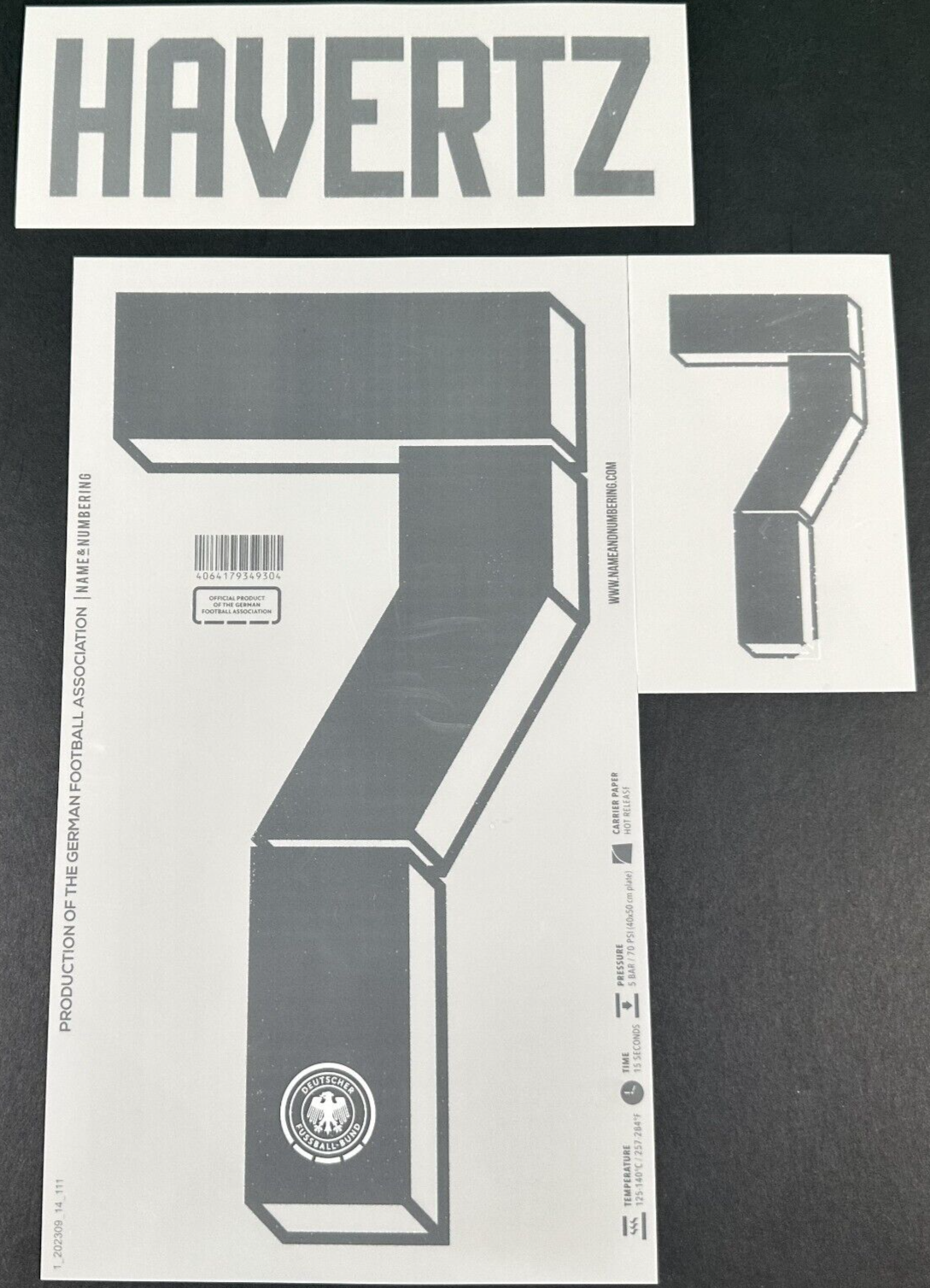 GERMANY 2024 2025 OFFICIAL NAME & NUMBERING HAVERTZ 7 HOME PLAYER SIZE NAMESET