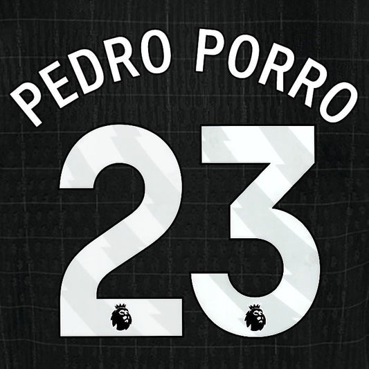 2025 2026 TOTTENHAM PEDRO PORRO 23 WHITE AWAY PLAYER SIZE NAME SET