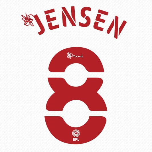 BRENTFORD 2020 2021 OFFICIAL JENSEN 8 3RD PLAYER SIZE NAME SET