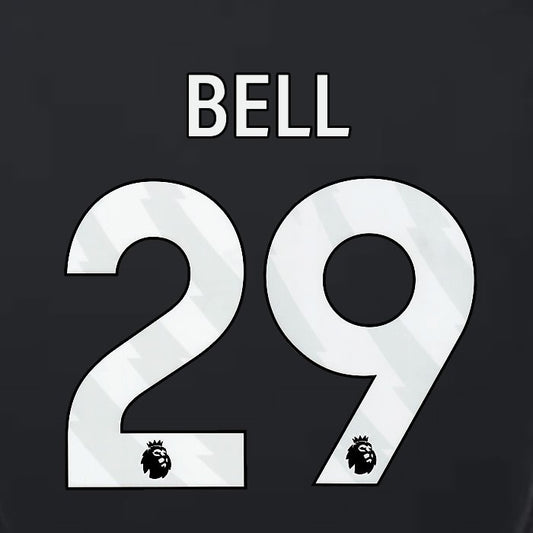 2023 2024 LUTON TOWN OFFICIAL BELL 29 WHITE 3RD PLAYER SIZE NAMESET