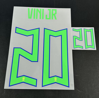 BRAZIL 2022 2023 OFFICIAL VINI JR 20 HOME PLAYER SIZE NAMESET