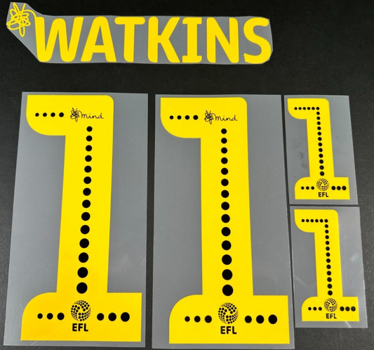 BRENTFORD FC 19-20 WATKINS 11 OFFICIAL SPORTING ID YELLOW PLAYER SIZE NAME SET