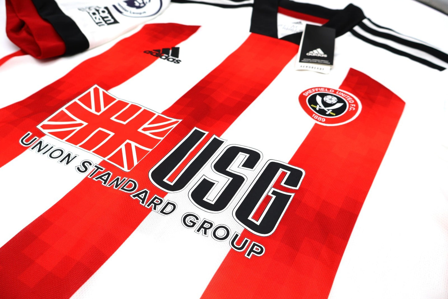BNWT ADIDAS 19 20 SHEFFIELD UNITED HOME SHIRT LUNDSTRAM 7 + PATCHES MEN'S MEDIUM