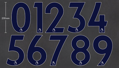 2019 - 2023 OFFICIAL AVERY DENNISON PREMIER LEAGUE BLUE PLAYER SIZE NUMBERS