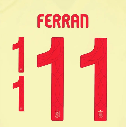 2024 2025 OFFICIAL SPAIN FERRAN 11 AWAY PLAYER SIZE NAMESET