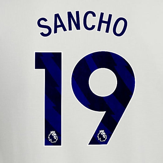 2025 2026 ASTON VILLA SANCHO 19 OFFICIAL BLUE 3RD PLAYER SIZE NAMESET