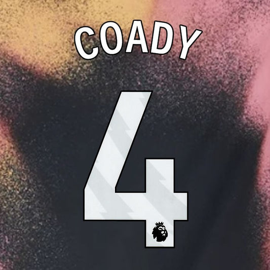 2024 2025 OFFICIAL LEICESTER CITY COADY 4 WHITE AWAY PLAYER SIZE NAME SET
