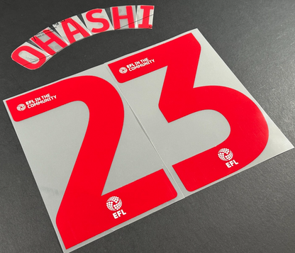 24/25 BLACKBURN ROVERS OHASHI 23 OFFICIAL RED HOME PLAYER SIZE NAME SET
