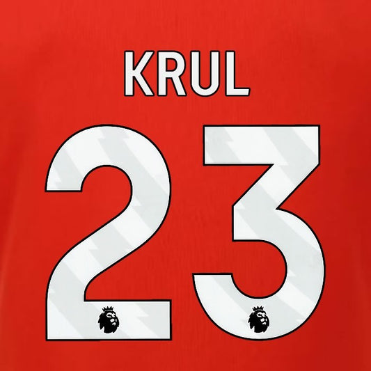 2023 2024 LUTON TOWN OFFICIAL KRUL 23 WHITE HOME PLAYER SIZE NAMESET