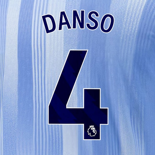 2024 2025 TOTTENHAM DANSO 4 BLUE AWAY PLAYER SIZE NAME SET
