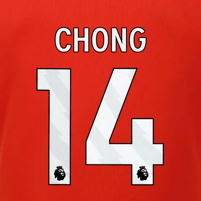 2023 2024 LUTON TOWN OFFICIAL CHONG 14 WHITE HOME PLAYER SIZE NAMESET