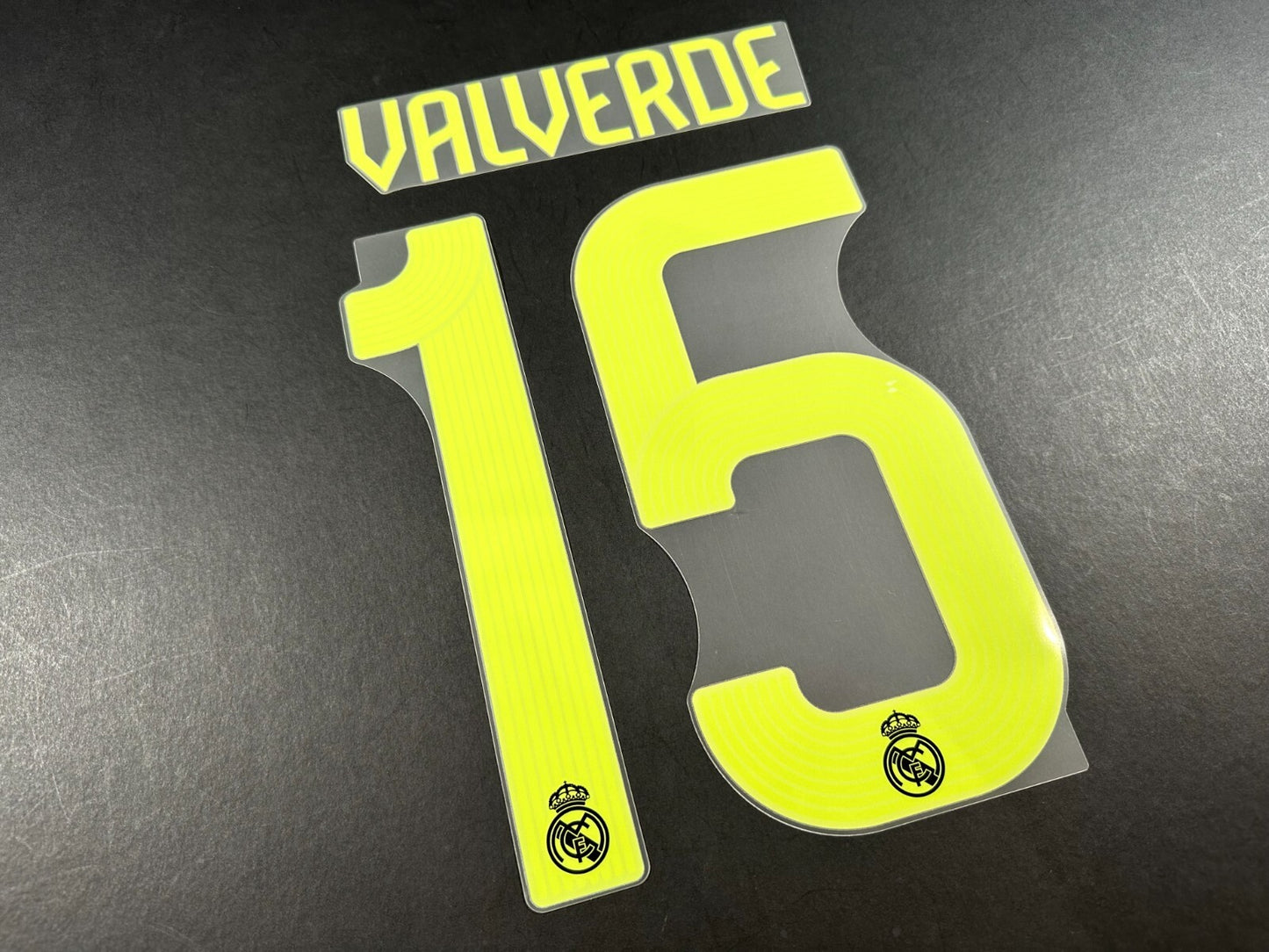 2022 2023 AVERY DENNISON REAL MADRID VALVERDE 15 3RD GREEN PLAYER SIZE NAMESET
