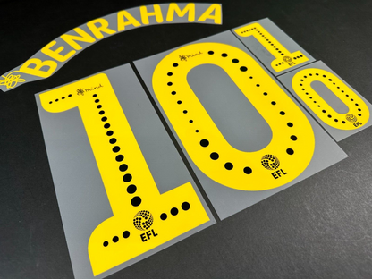 BRENTFORD FC 19-20 BENRAHMA 10 OFFICIAL SPORTING ID YELLOW PLAYER SIZE NAME SET