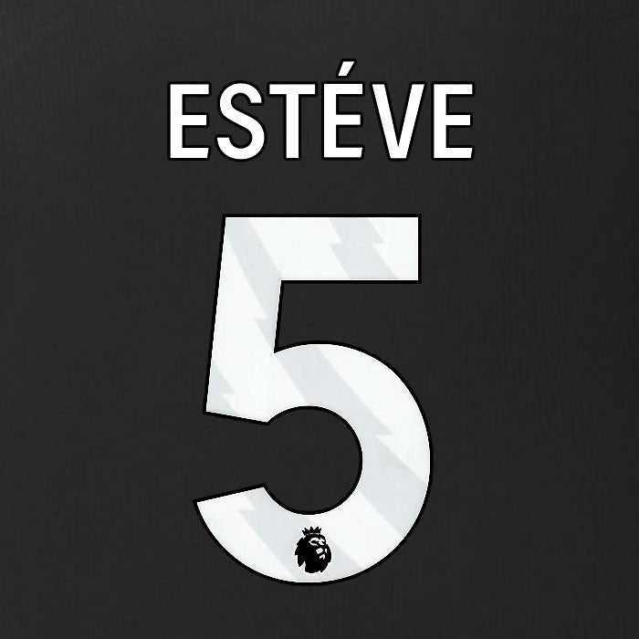 2025 2026 BURNLEY ESTEVE 5 OFFICIAL WHITE 3RD PLAYER SIZE NAMESET