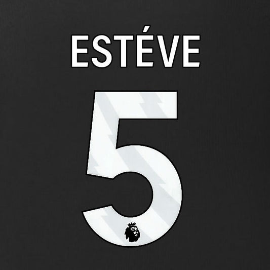 2025 2026 BURNLEY ESTEVE 5 OFFICIAL WHITE 3RD PLAYER SIZE NAMESET
