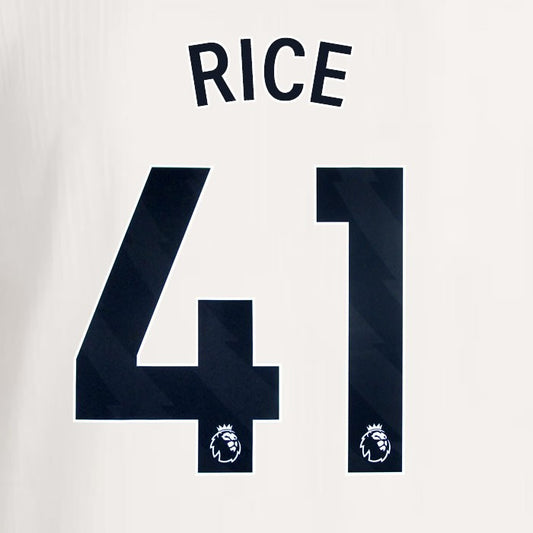 2025 2026 ARSENAL RICE 41 BLACK 3RD OFFICIAL PLAYER SIZE NAMESET