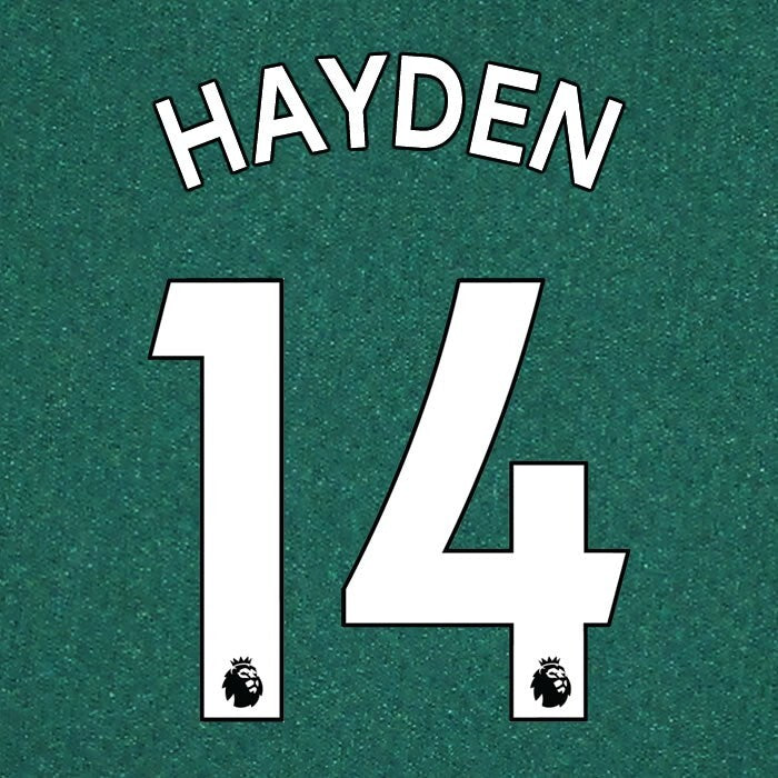 NEWCASTLE UNITED 19-23 HAYDEN 14 OFFICIAL AVERY DENNISON WHITE PLAYER SIZE SET