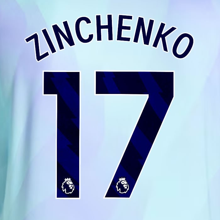 2024 2025 ARSENAL ZINCHENKO 17 BLUE 3RD OFFICIAL PLAYER SIZE NAMESET