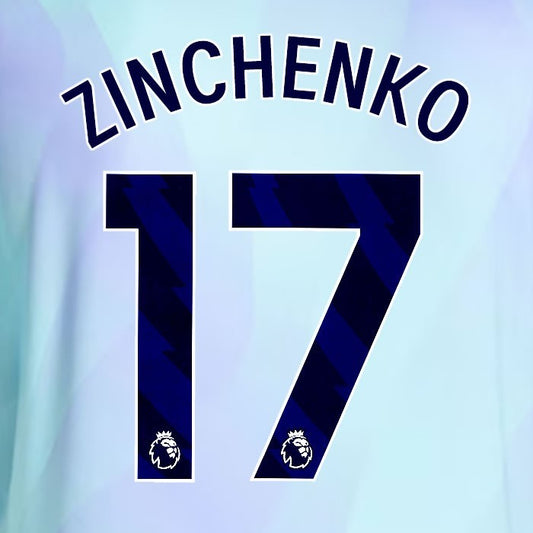 2024 2025 ARSENAL ZINCHENKO 17 BLUE 3RD OFFICIAL PLAYER SIZE NAMESET