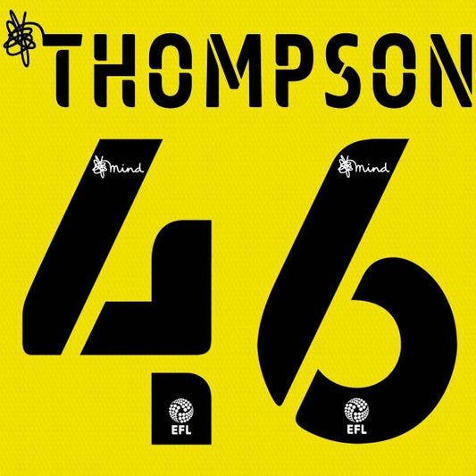 BARNSLEY 2020 2021 OFFICIAL THOMPSON 46 3RD PLAYER SIZE NAME SET
