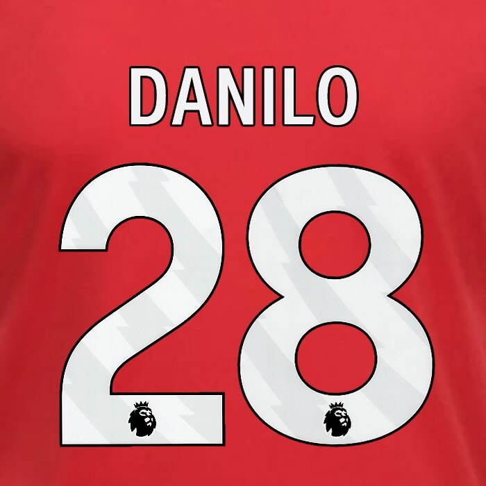2023 2024 OFFICIAL NOTTINGHAM DANILO 28 WHITE HOME PLAYER SIZE NAMESET