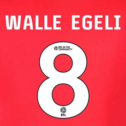 25 26  IPSWITCH TOWN WALLE EGELI 8OFFICIAL WHITE AWAY PLAYER SIZE NAME SET 230MM