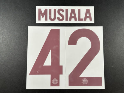 2024 2025 OFFICIAL BAYERN MUSIALA 42 THIRD 3RD UCL RED PLAYER SIZE NAMESET