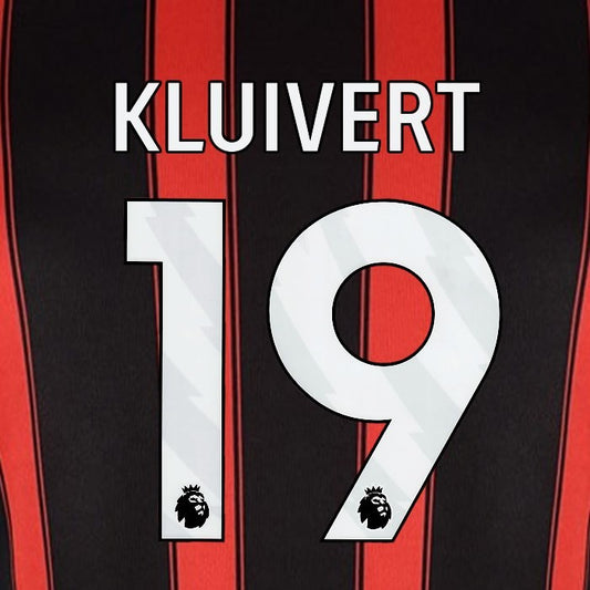 2023 2024 BOURNEMOUTH KLUIVERT 19 WHITE HOME PLAYER SIZE NAME SET