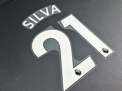 MAN CITY 2019 2023 SILVA 21 OFFICIAL AVERY DENNISON WHITE PLAYER SIZE NAMESET