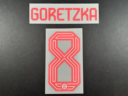 2023 2024 OFFICIAL BAYERN MUNICH GORETZKA 8 HOME RED PLAYER SIZE NAMESET
