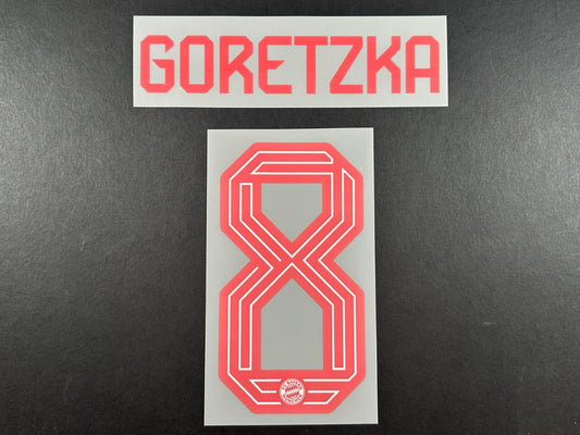 2023 2024 OFFICIAL BAYERN MUNICH GORETZKA 8 HOME RED PLAYER SIZE NAMESET