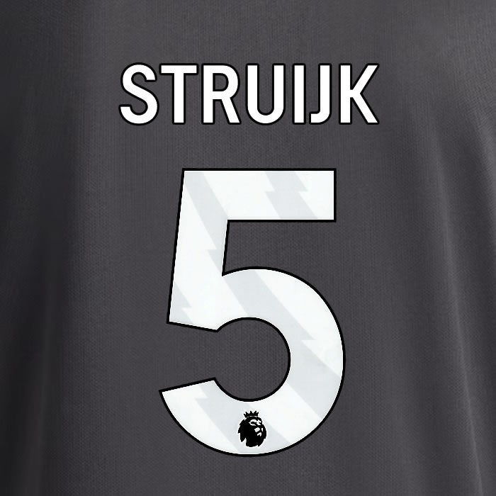 2025 2026 OFFICIAL LEEDS UNITED STRUIJK 5 WHITE 3RD PLAYER SIZE NAMESET