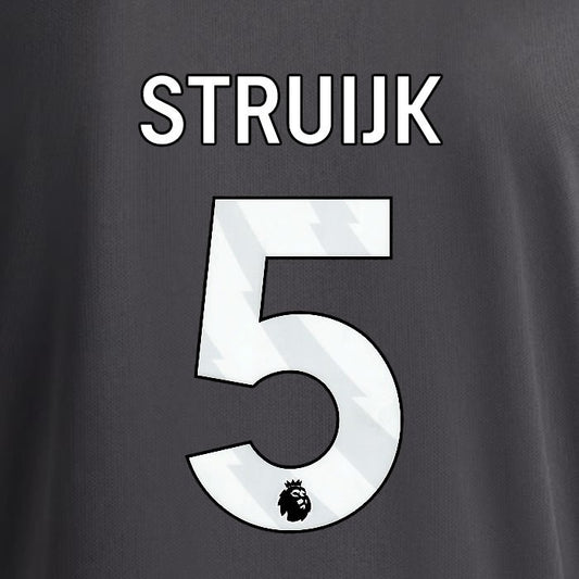 2025 2026 OFFICIAL LEEDS UNITED STRUIJK 5 WHITE 3RD PLAYER SIZE NAMESET