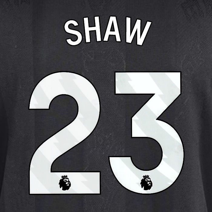 2025 2026 MANCHESTER UNITED SHAW 23 3RD WHITE PLAYER SIZE NAMESET