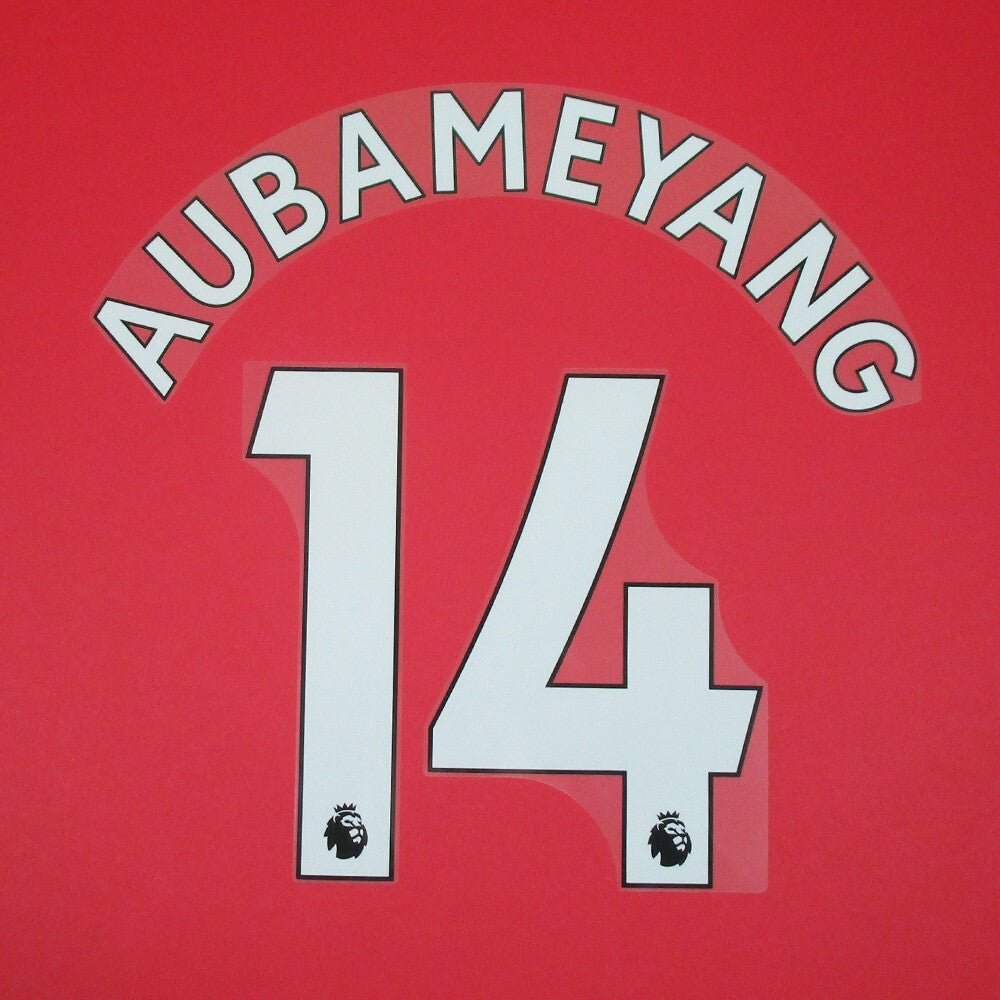 ARSENAL 2019-23 AUBAMEYANG 14 OFFICIAL AVERY DENNISON WHITE PLAYER SIZE NAME SET
