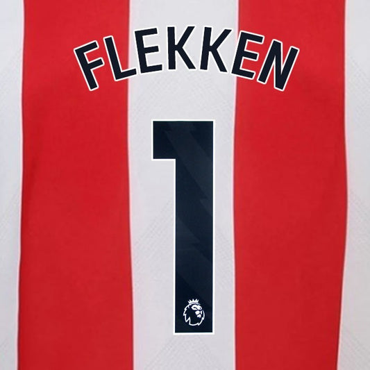 2024 2025 BRENTFORD FLEKKEN 1 OFFICIAL BLACK HOME PLAYER SIZE NAMESET