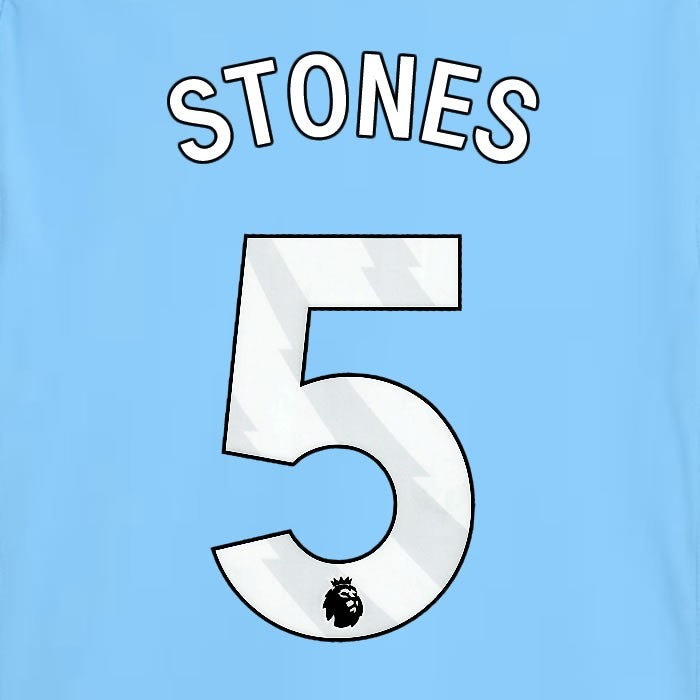 2025 2026 MANCHESTER CITY STONES 5 WHITE HOME PLAYER SIZE NAME SET