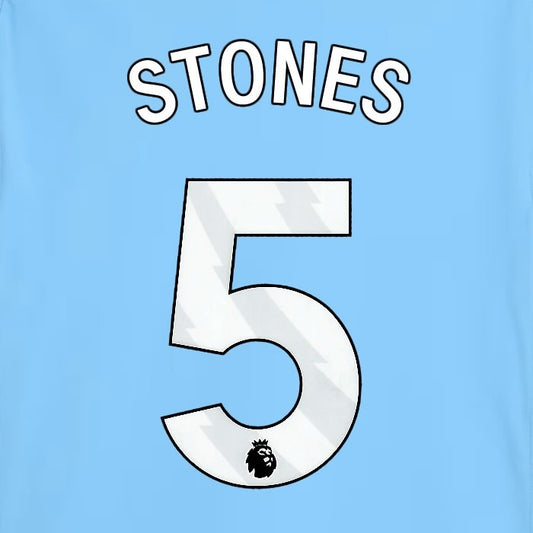2025 2026 MANCHESTER CITY STONES 5 WHITE HOME PLAYER SIZE NAME SET