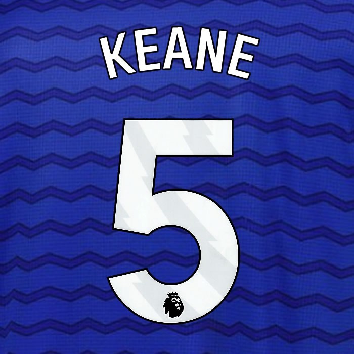 2025 2026 EVERTON KEANE 5 OFFICIAL WHITE HOME PLAYER SIZE NAMESET