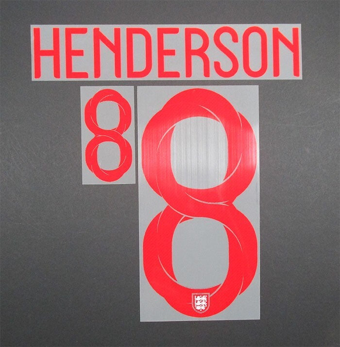 ENGLAND 2018 2019 OFFICIAL SPORTING ID HENDERSON 8 HOME PLAYER SIZE NAMESET