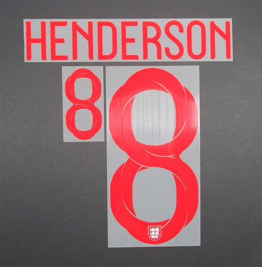ENGLAND 2018 2019 OFFICIAL SPORTING ID HENDERSON 8 HOME PLAYER SIZE NAMESET