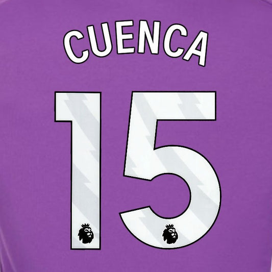 2024 2025 OFFICIAL FULHAM CUENCA 15 WHITE 3RD PLAYER SIZE NAMESET