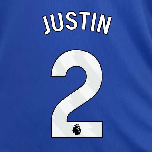 2024 2025 OFFICIAL LEICESTER CITY JUSTIN 2 WHITE HOME PLAYER SIZE NAME SET